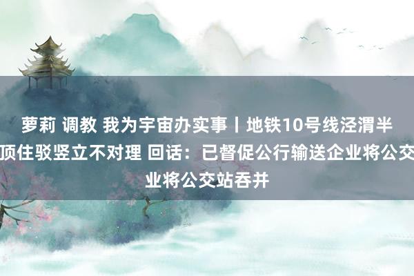 萝莉 调教 我为宇宙办实事丨地铁10号线泾渭半岛站公顶住驳竖立不对理 回话：已督促公行输送企业将公交站吞并