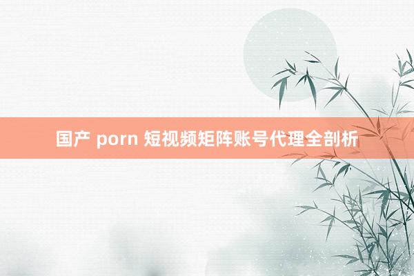 国产 porn 短视频矩阵账号代理全剖析