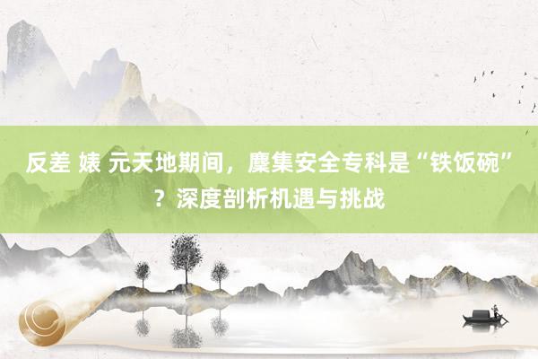 反差 婊 元天地期间，麇集安全专科是“铁饭碗”？深度剖析机遇与挑战