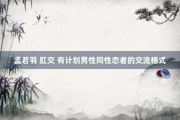 孟若羽 肛交 有计划男性同性恋者的交流格式