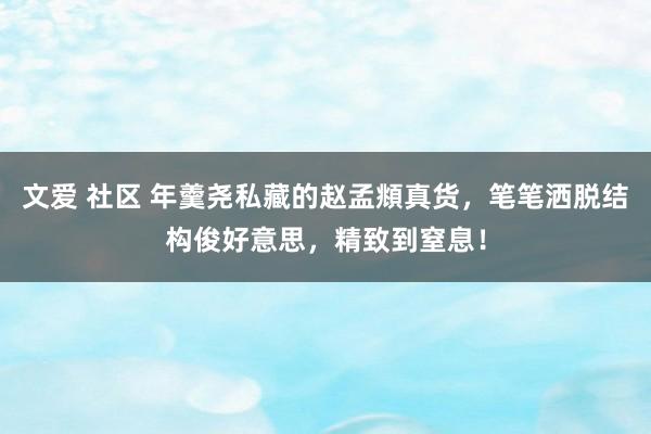 文爱 社区 年羹尧私藏的赵孟頫真货，笔笔洒脱结构俊好意思，精致到窒息！